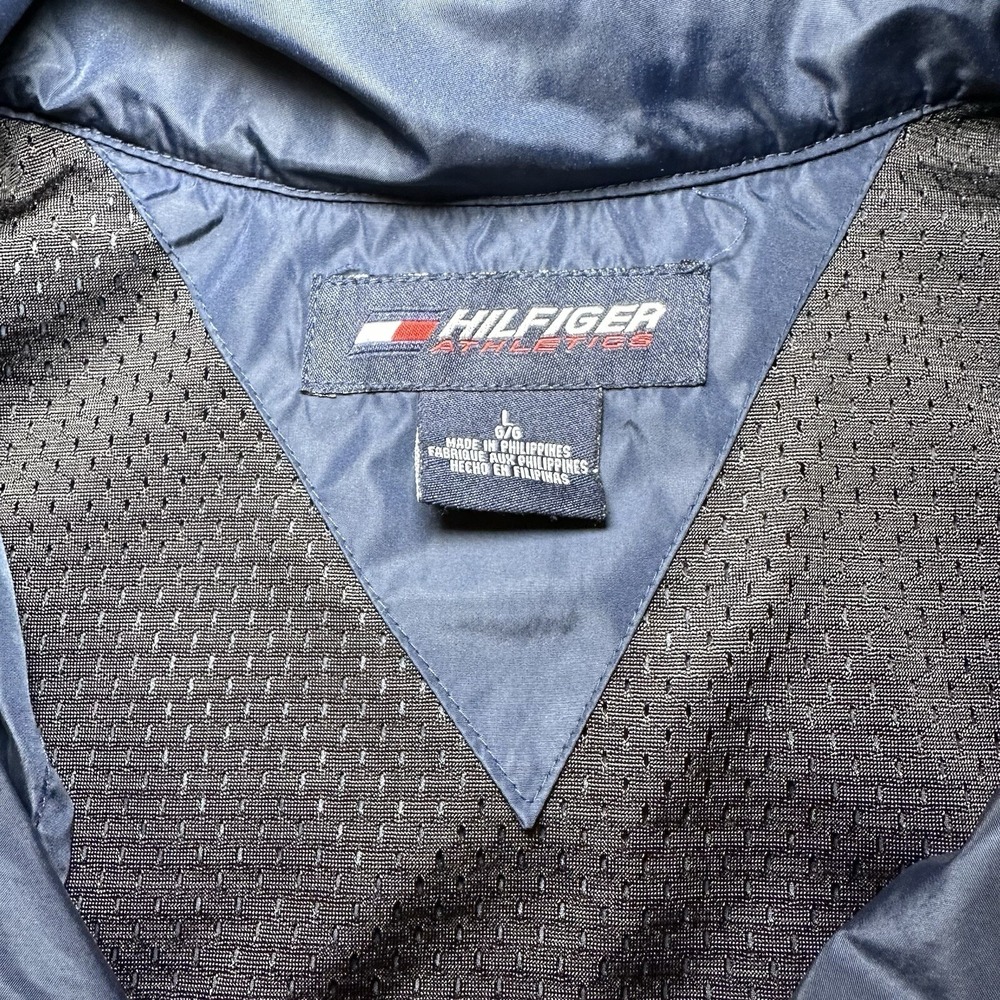 Vintage Tommy Hilfiger Windbreaker Mens Large Navy Blue Athleisure Running Y2K - Picture 2 of 11